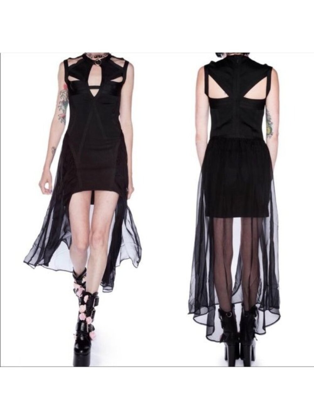 UNIF Godspeed Bandage Cut Out Sheer Maxi Dress size Small